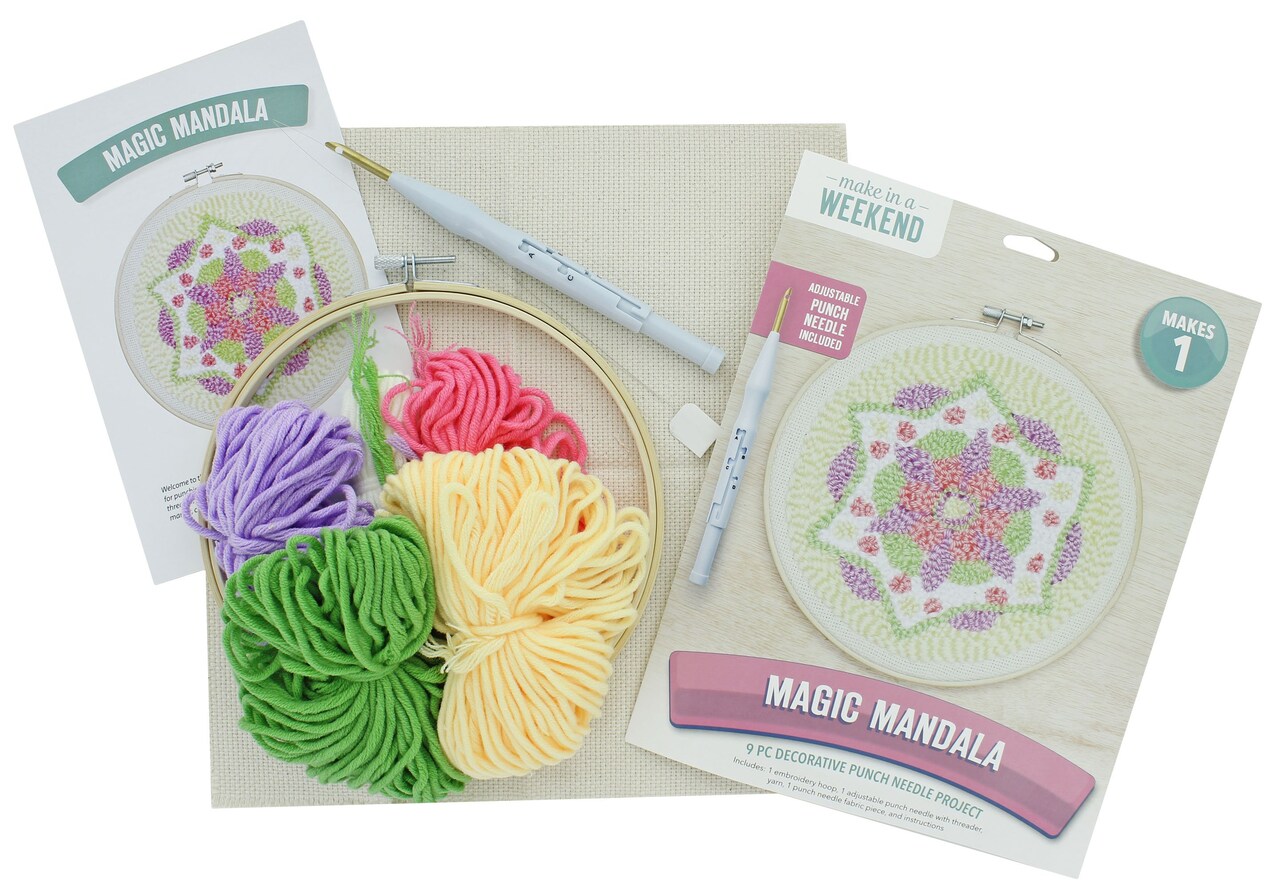 Leisure Arts Punch Needle Kit, Mandala, Punch Needle Kit, Kits Adults Beginner, Embroidery Kit For Beginners